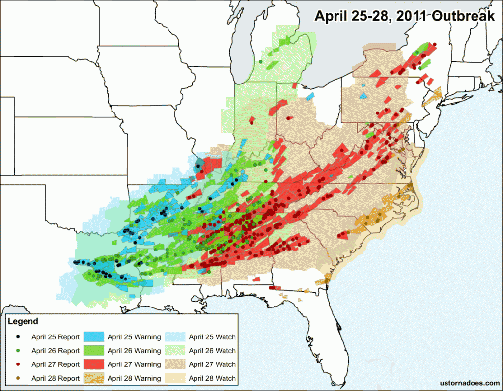 From http://www.ustornadoes.com/2014/05/09/how-the-top-multi-day-tornado-outbreaks-since-2006-occurred/